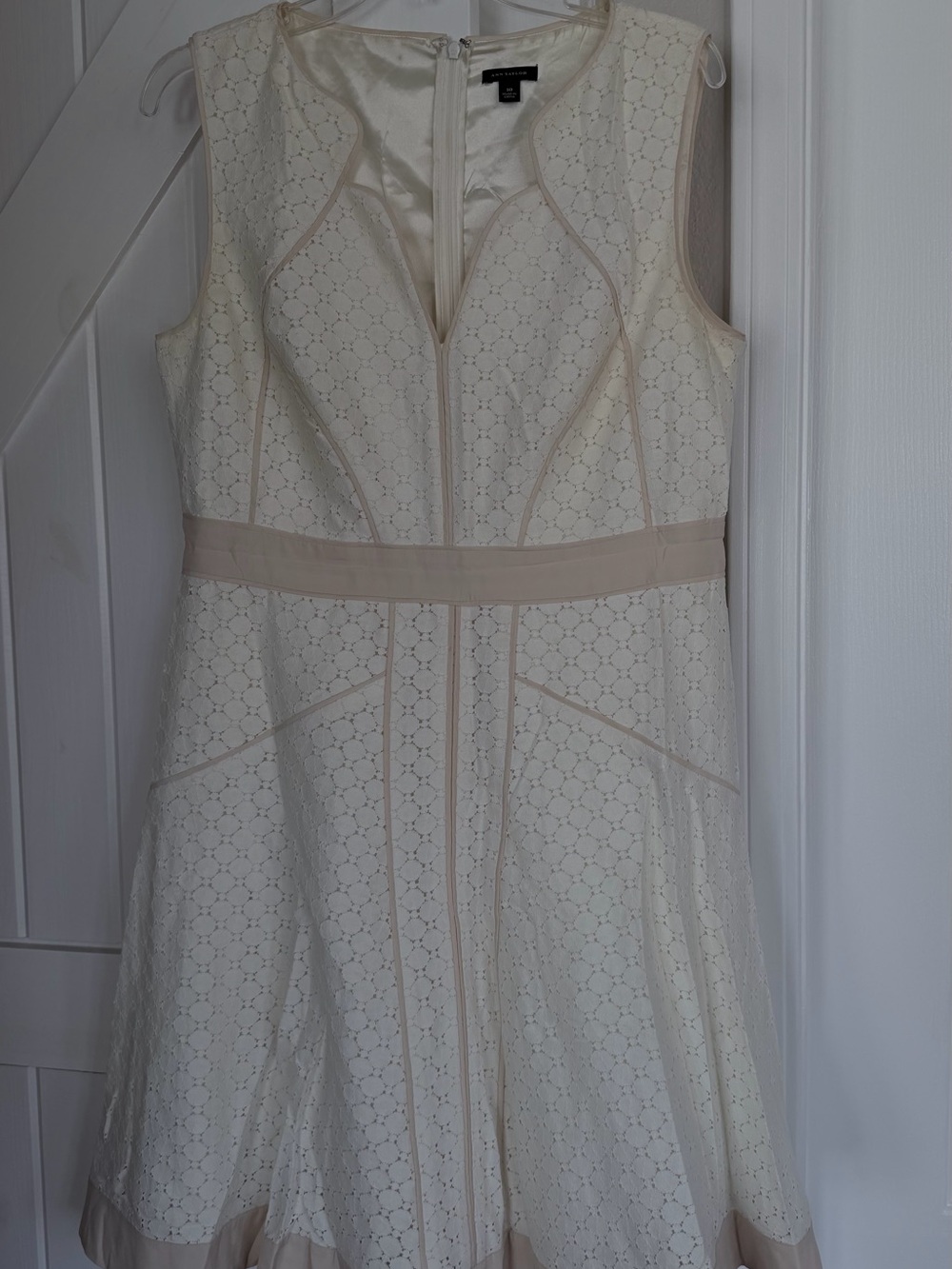 Ann Taylor Ivory Eyelet Fit-and-Flare Dress
